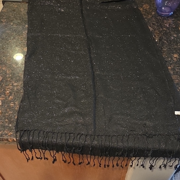 Collectioneighteen Accessories - Black Sparkly Scarf with Fringe